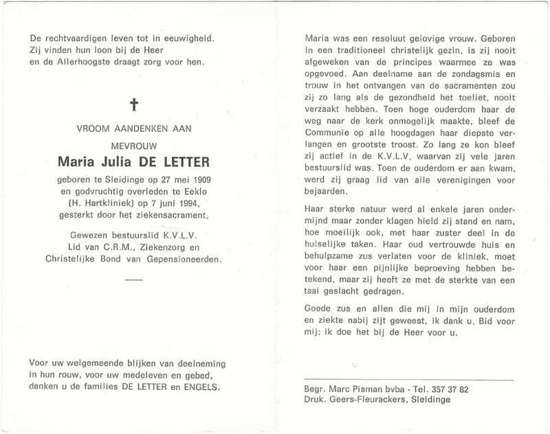 Maria Julia De Letter
