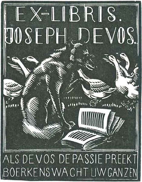 ex-libris door Victor Stuyaert voor Joseph De Vos