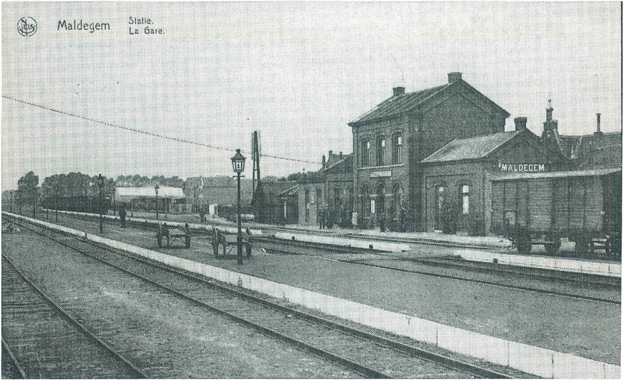 Het station te Maldegem rond 1930