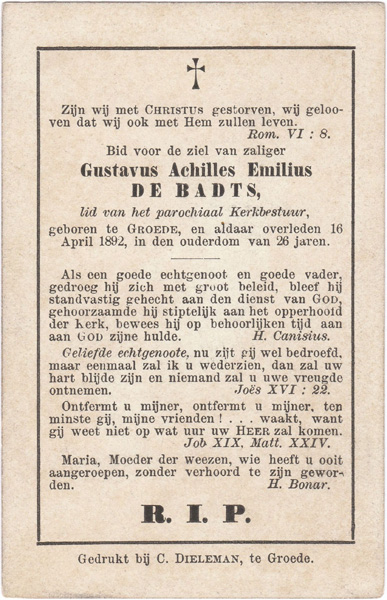 Gustavus Achilles Emilius De Badts