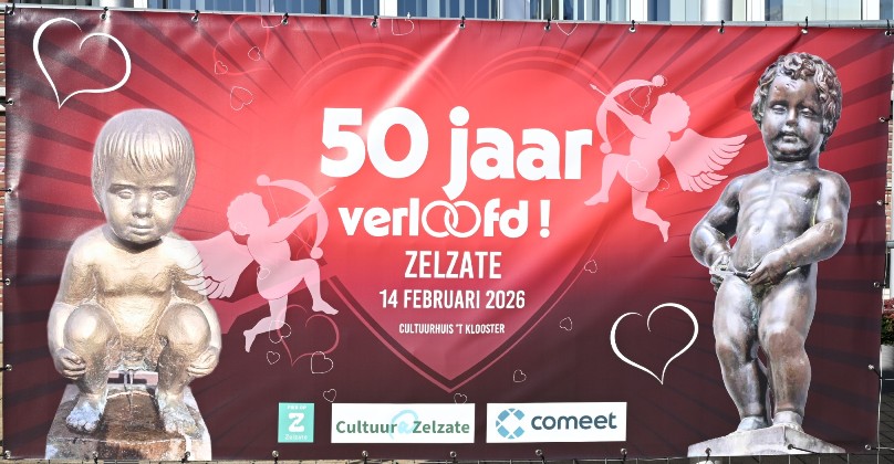 De 50ste verjaardag van Mietje Stroel en Manneken Pis.