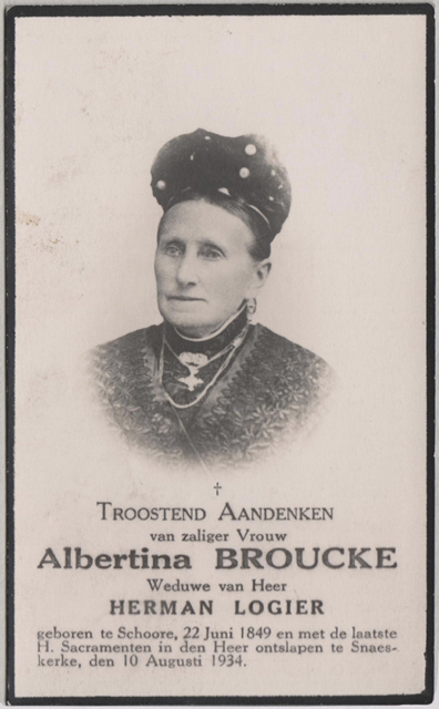 Bidprentje van Albertina Broucke