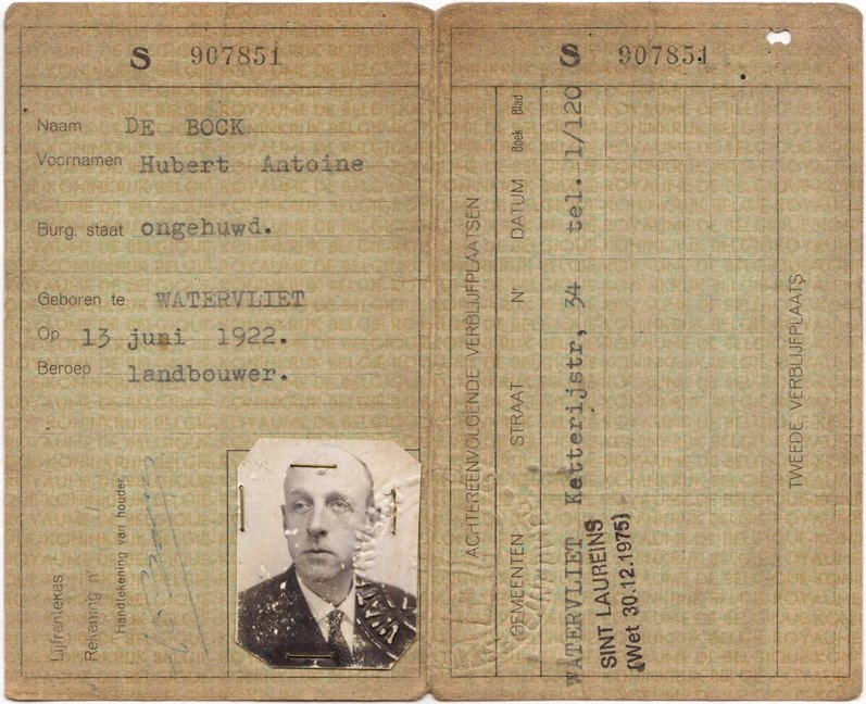 Hubert De Bock, id kaart, rijbewijs