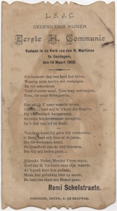 Gedenkenis van de Eerste Heilige Communie van Remi Schelstraete