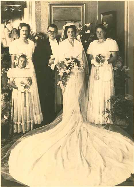 Huwelijksfoto van Rose-Anne en Oscar Maesen