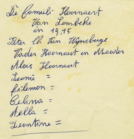 De familie Hoornaert van Lembeke in 1915