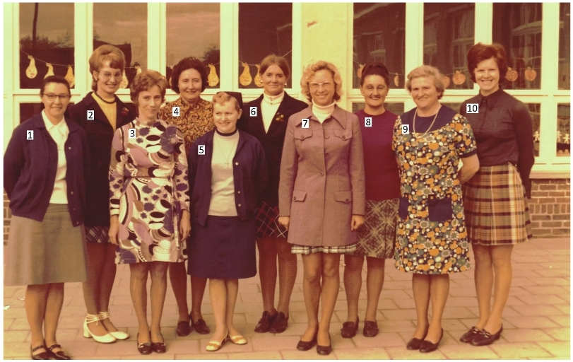 Het onderwijzend personeel van de meisjesschool in 1972