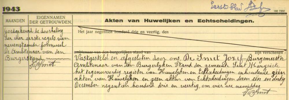 Geen huwelijken in 1943