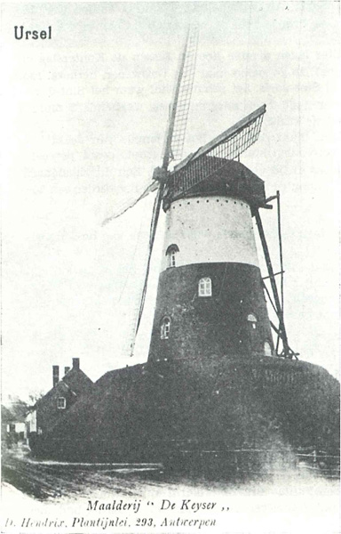 De Rozemolen of Keysers molen rond het begin van de 20e eeuw