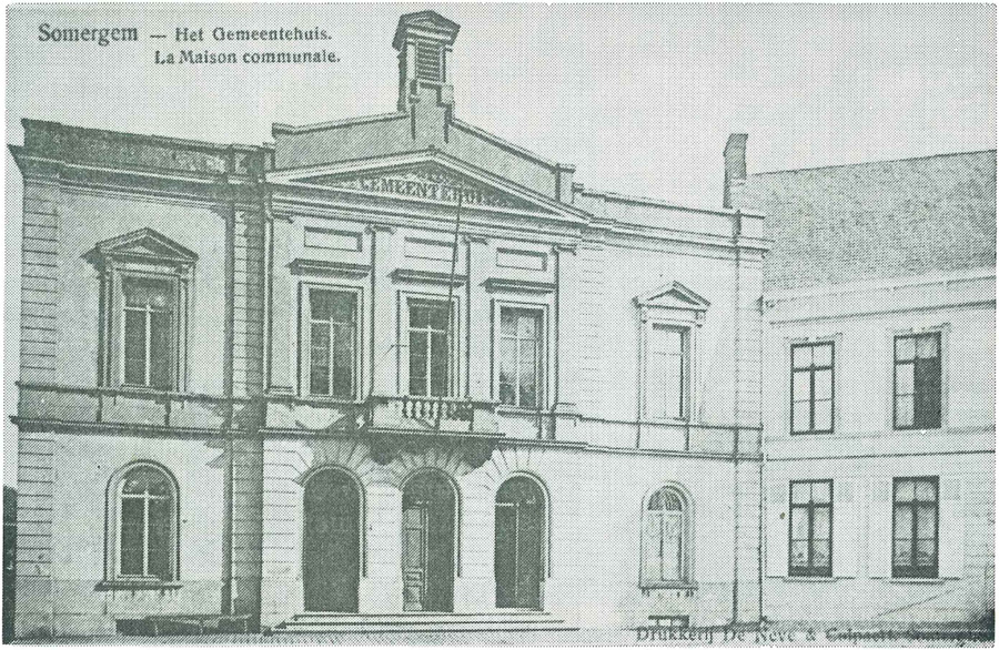 Het oude Gemeentehuis van Zomergem, vóór de oorlog 1914-18